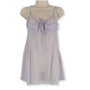 Y2K Victoria's Secret Lavender Milkmaid 100% silk Slip Chemise Babydoll Nightie
